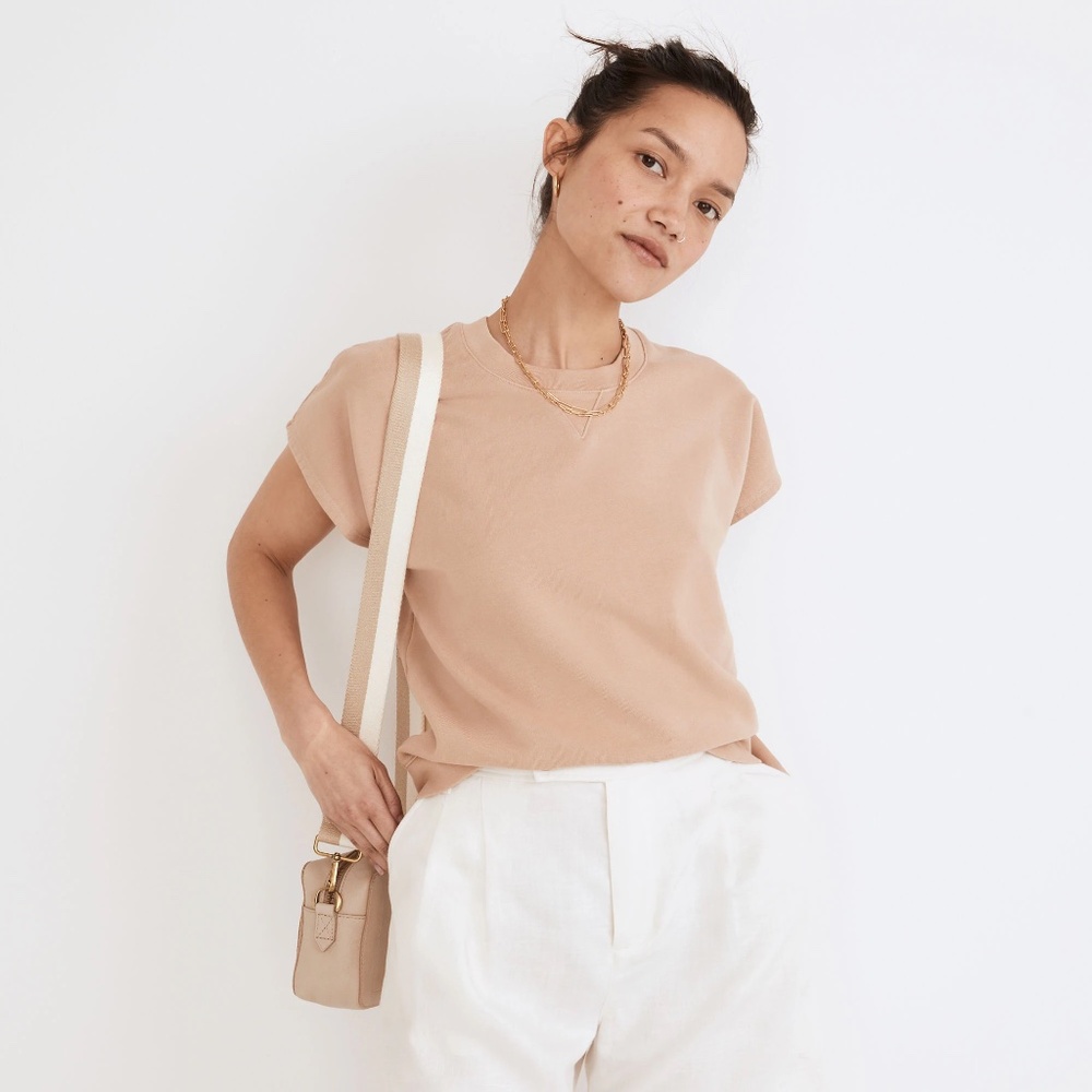 Madewell (Re)sourced Cotton Short-Sleeve Relaxed Sweatshirt, Sandstone, Medium